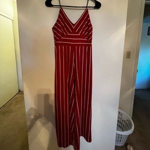 Jumpsuit orange with white strips